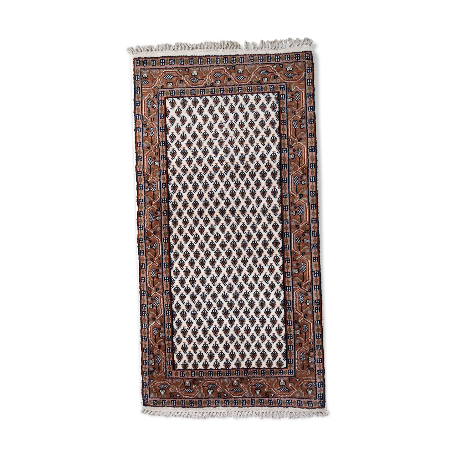 Vintage indian carpet seraband handmade 73cm x 140cm 1970s