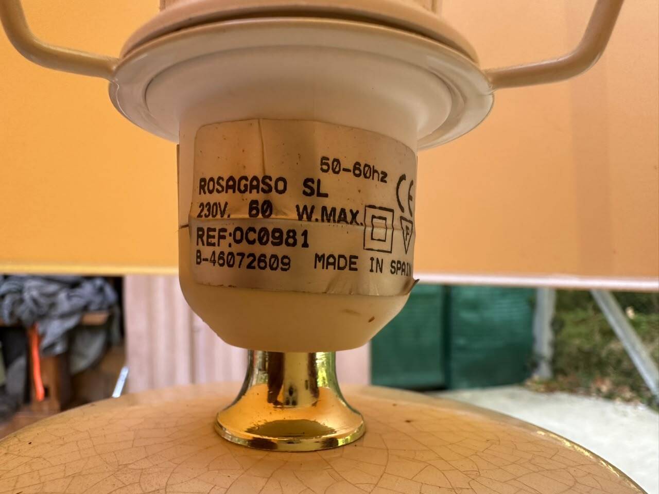 Vintage table lamp in crackled ceramic Rosagaso Spain 1990