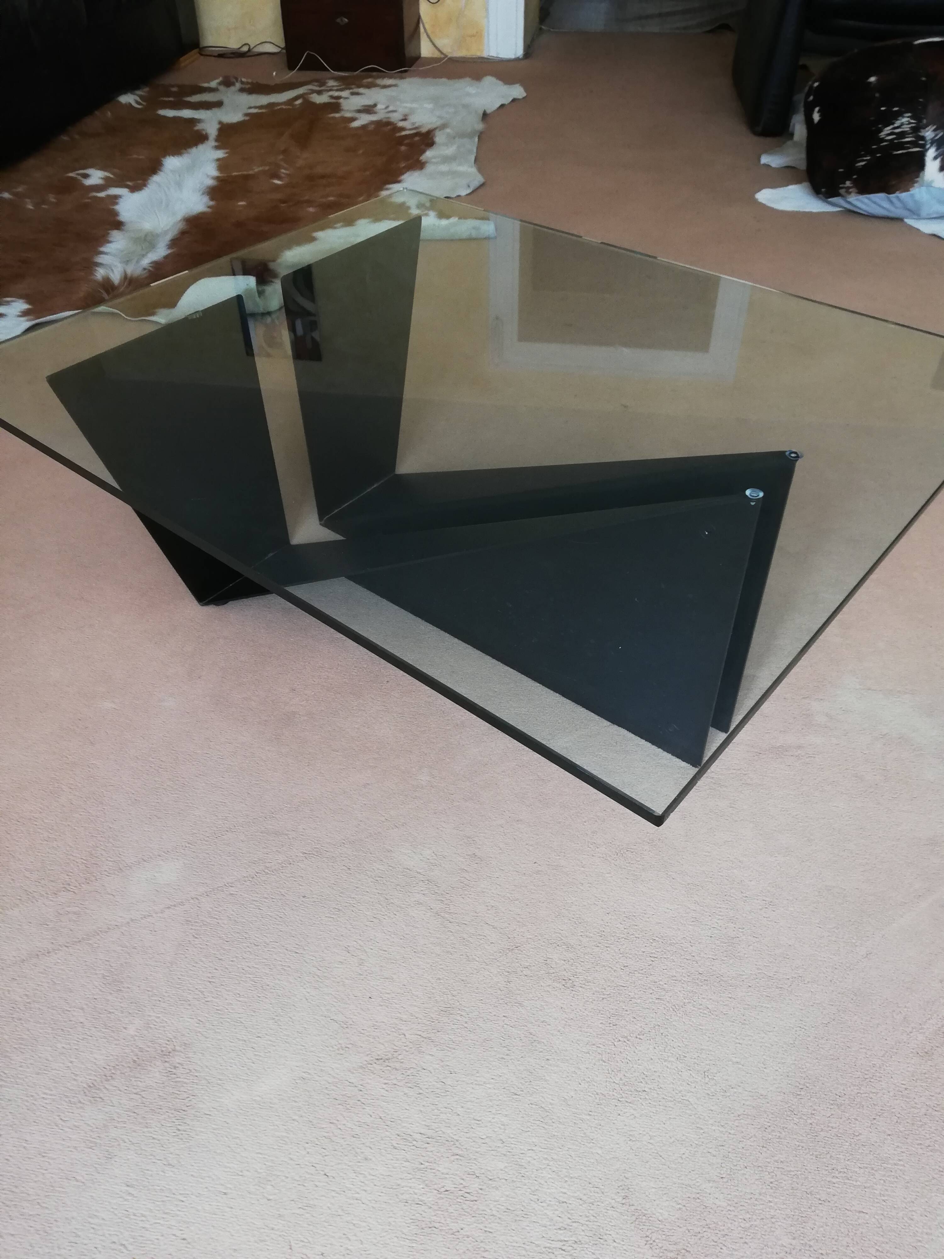 Black metal and glass coffee table