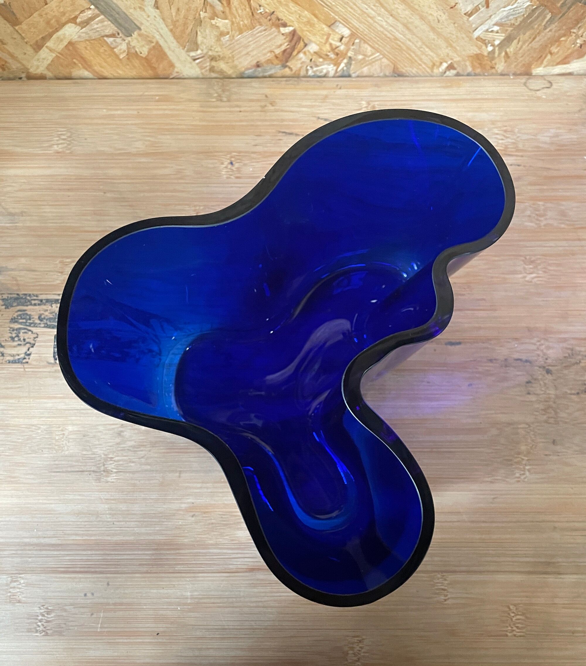 Cobalt blue Savoy vase by Alvar Aalto, numbered and signed 1989