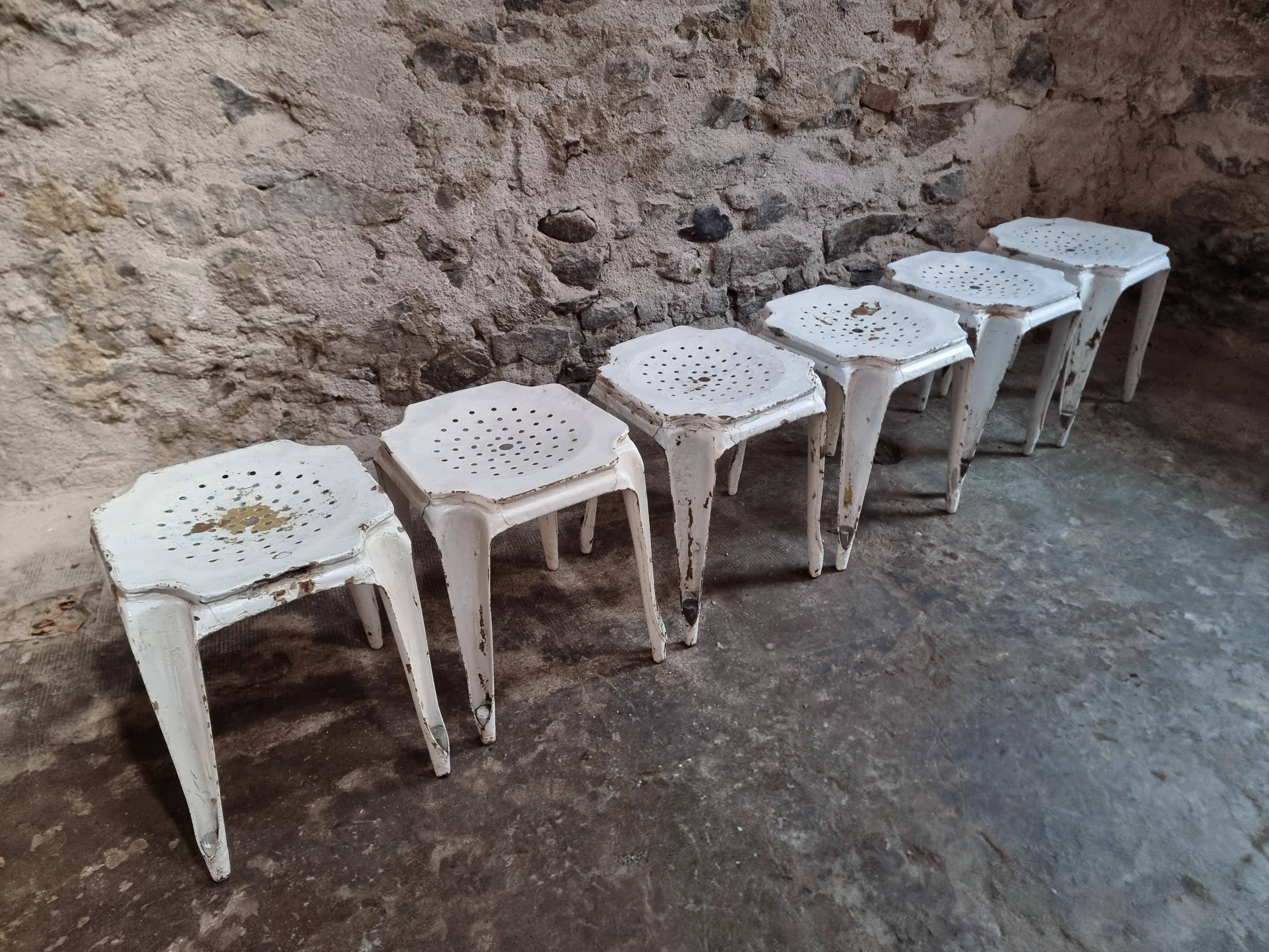 Set of 6 French industrial stools by Multipl’s – 1930s
