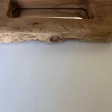 Mirror cubist shape in raw wood Formentera 1970