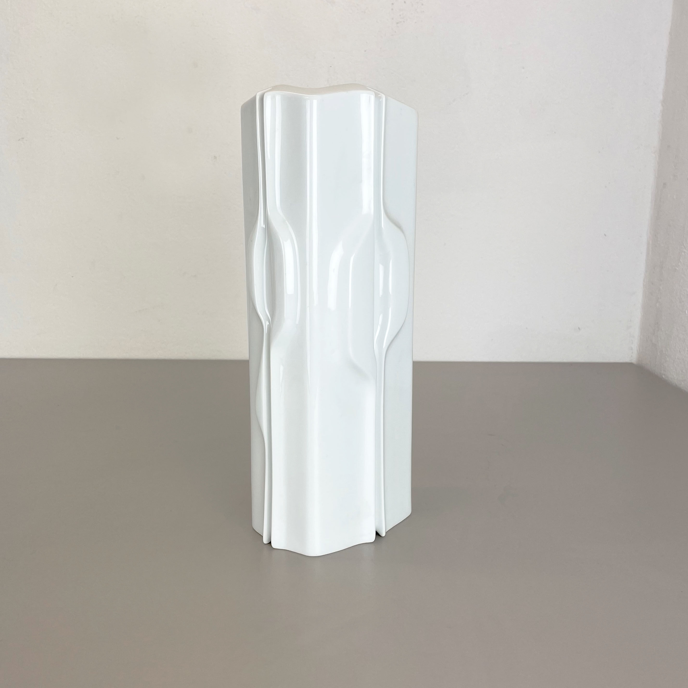 Large Op Art Vase Porcelain German Vase by Fürstenberg Ceramics, Germany, 1970s