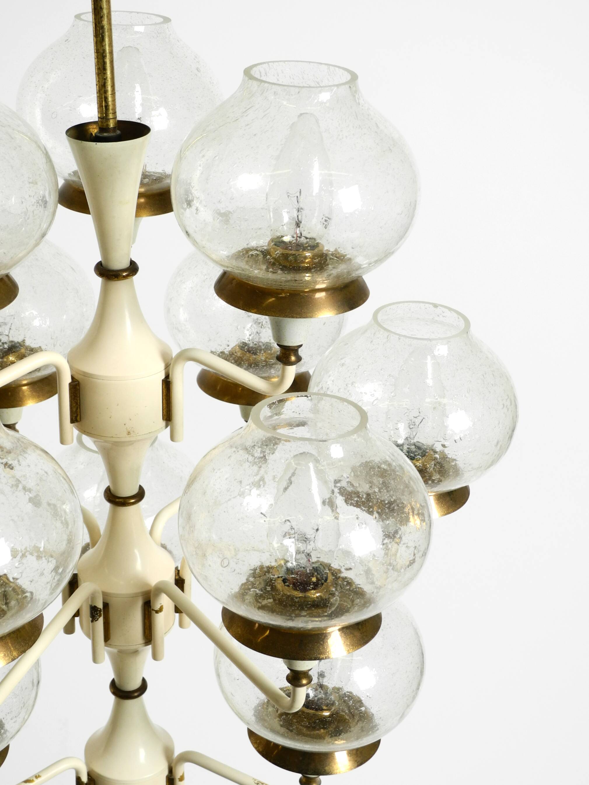 Large 1960s brass and glass tulip ceiling lamp by Hans Agne Jakobsson