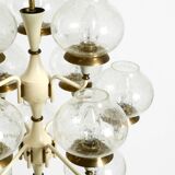 Large 1960s brass and glass tulip ceiling lamp by Hans Agne Jakobsson