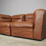 Cognac leather armchairs by BL Arredamenti, 1970s, set of 4