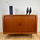 Dyrlund buffet in teak with sliding doors, Denmark 1960.