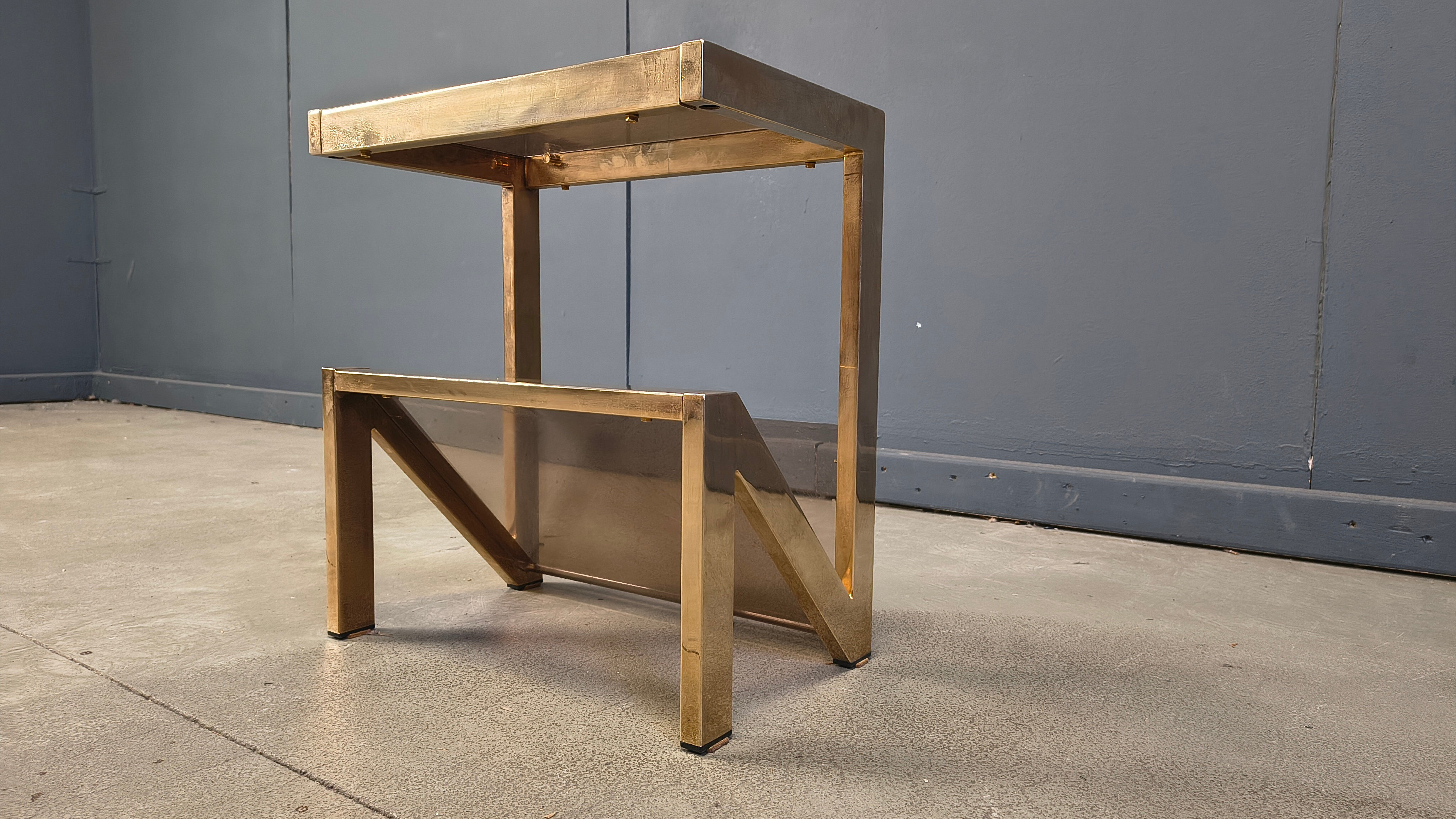 Brass magazine rack by Belgochrom, 1970s