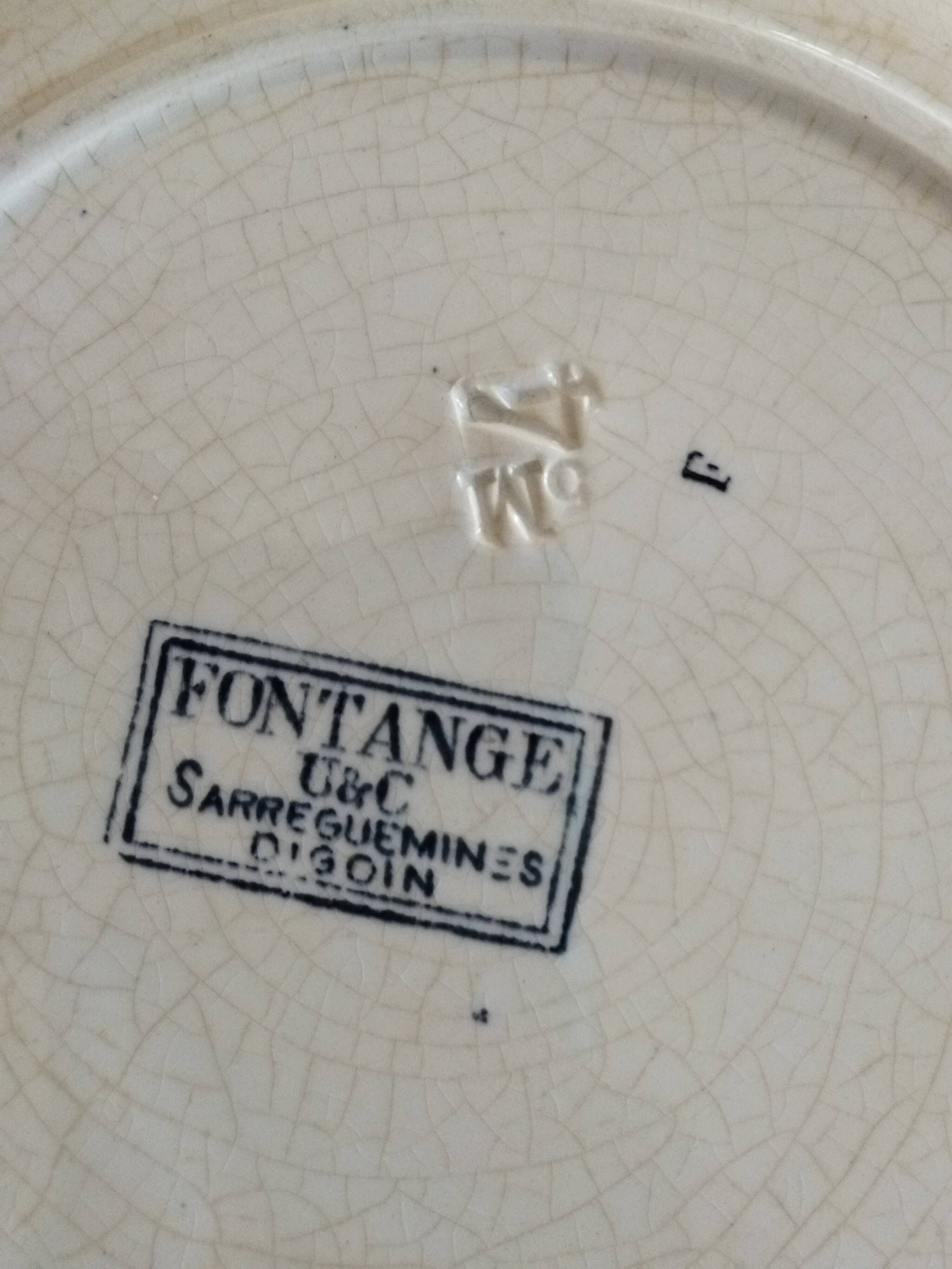 8 iron earthenware plates (St Amand Hamage HB & Cie Sarreguemines Digoin)