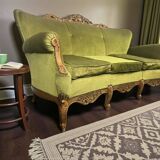 Vintage green baroque sofa / three-seater / sofa
