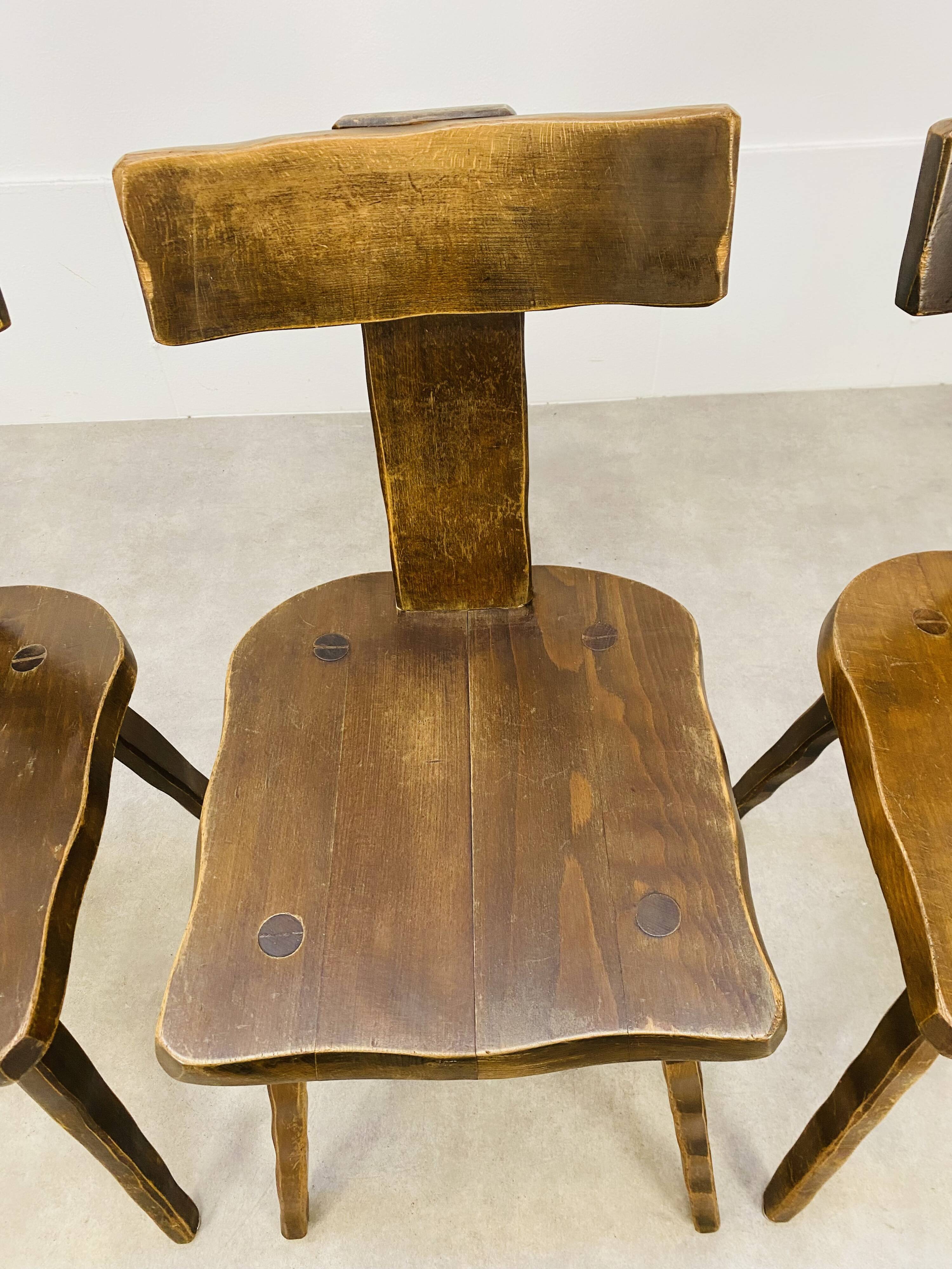 3 T chairs brutalists solid wood