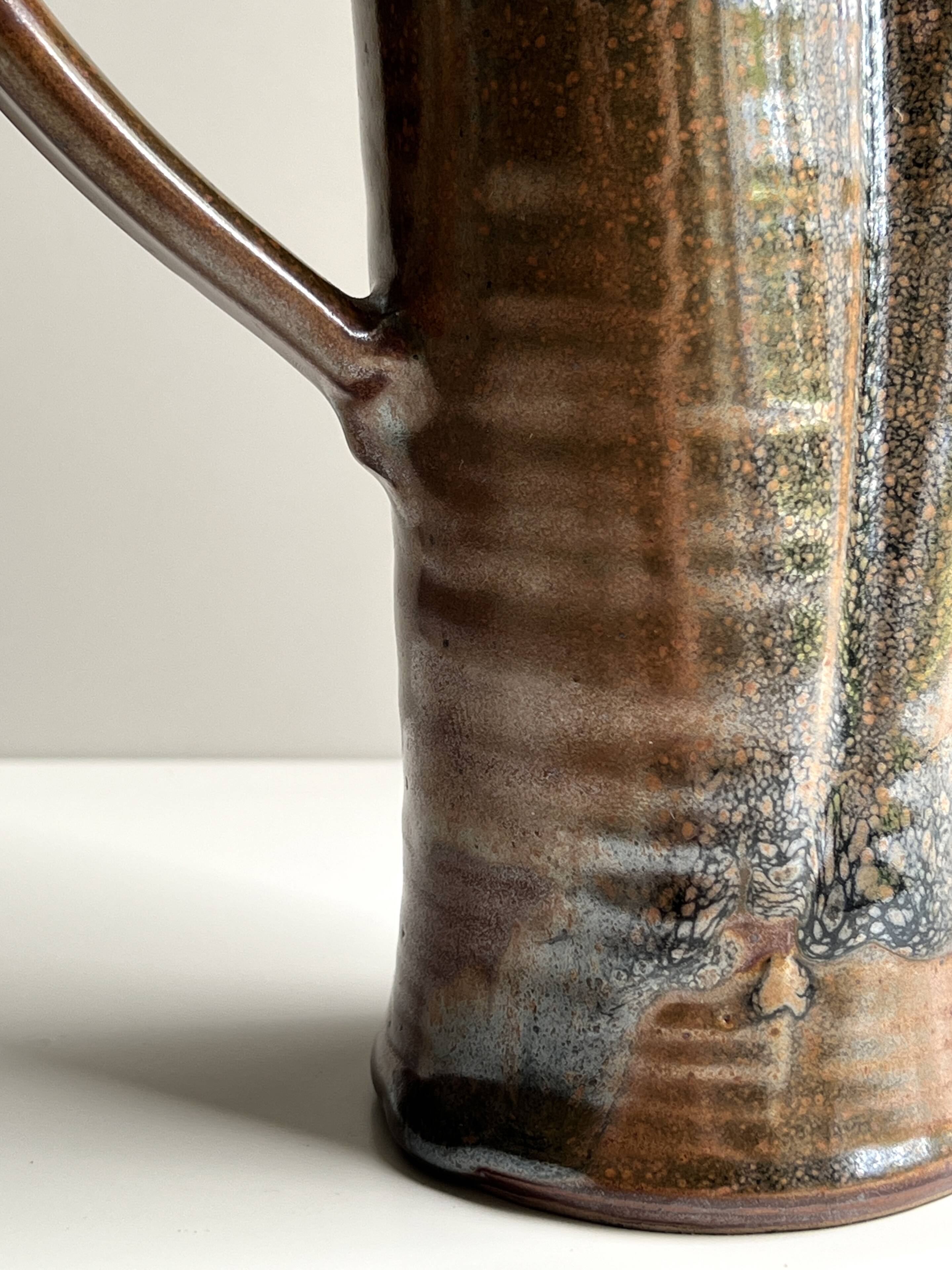 large vase / ceramic pitcher with glaze and signed