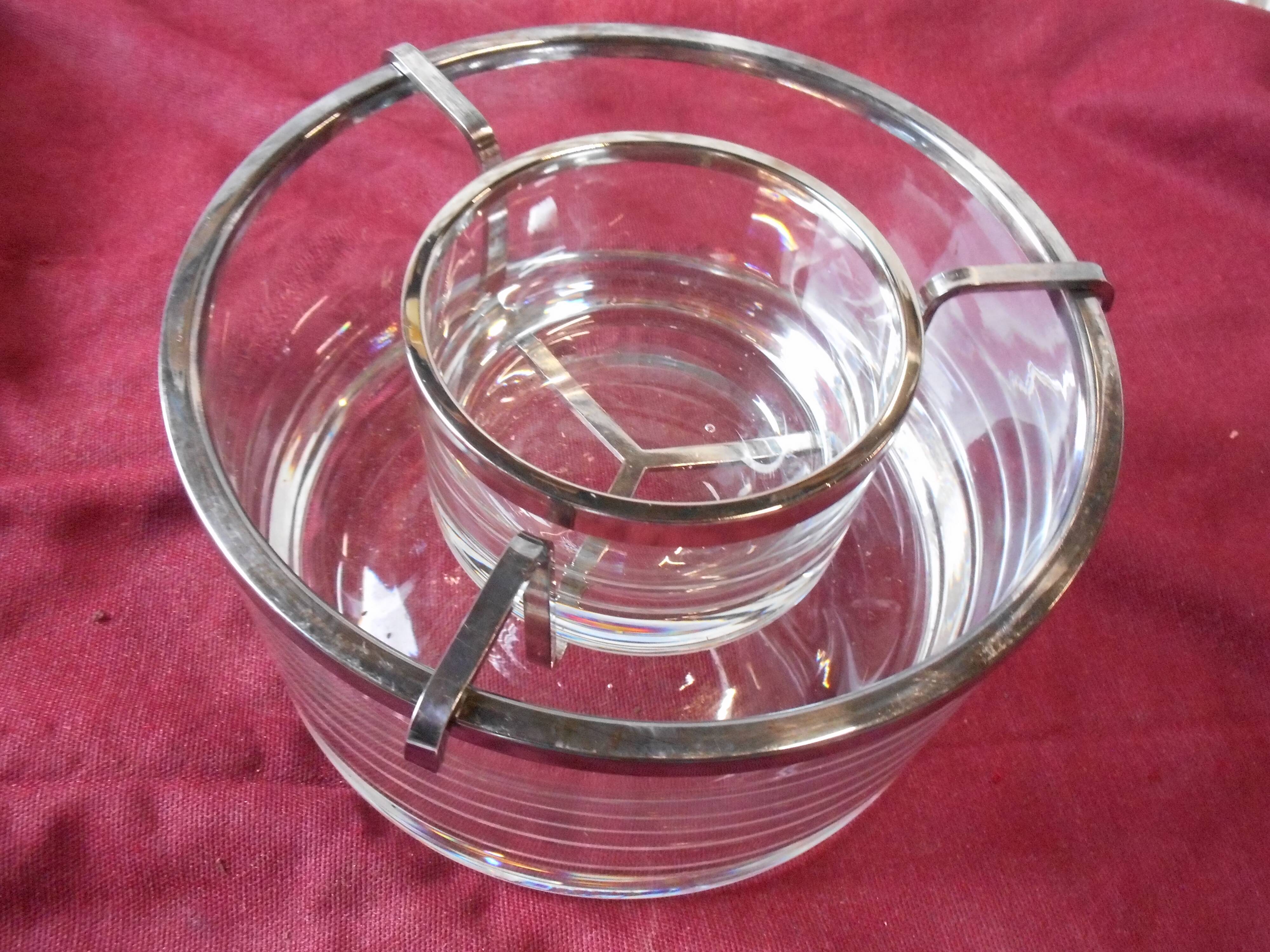 Glass and chrome caviar cup
