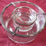 Glass and chrome caviar cup