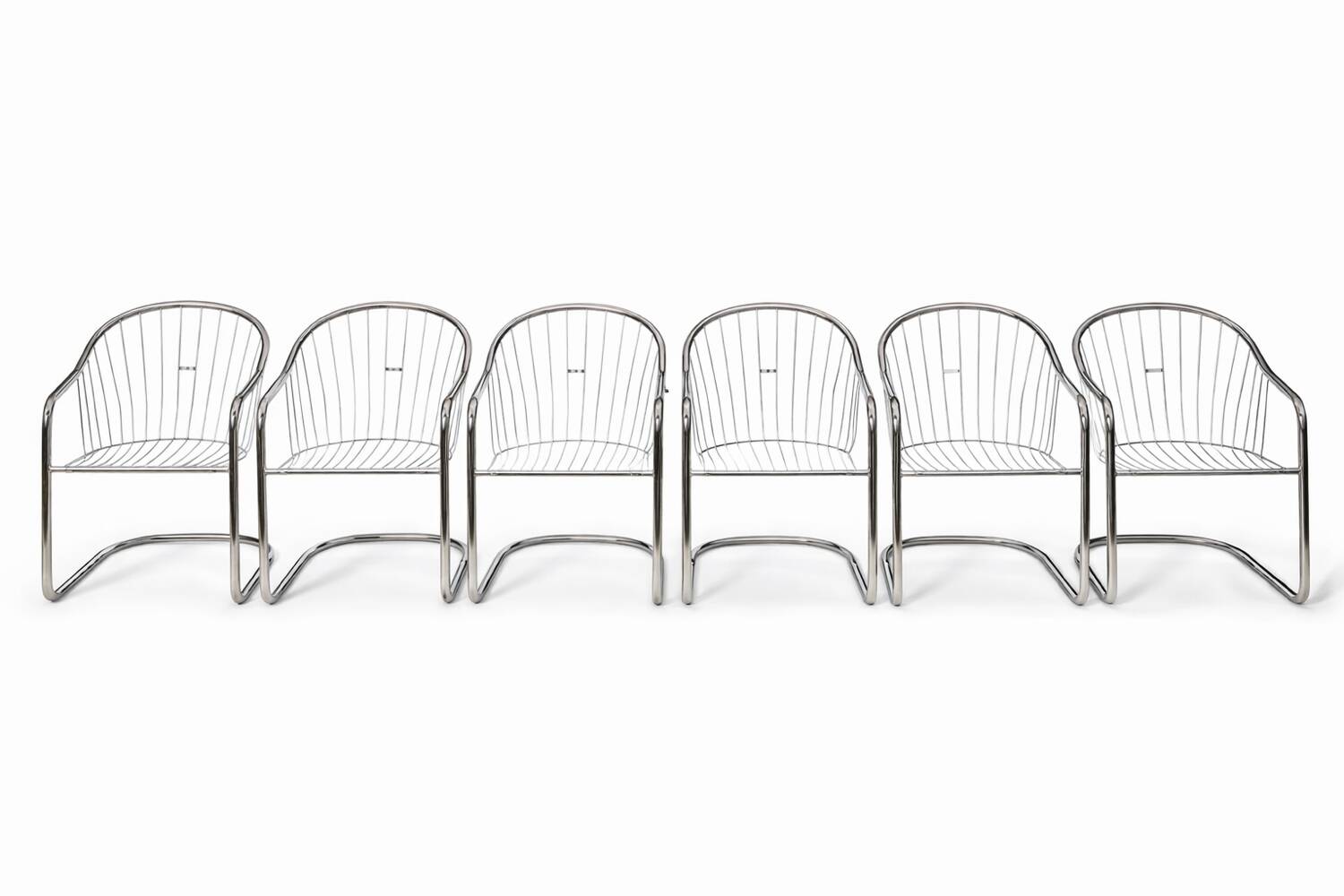 Set of 6 vintage Italian design chairs in chrome – 1970s – Gas style