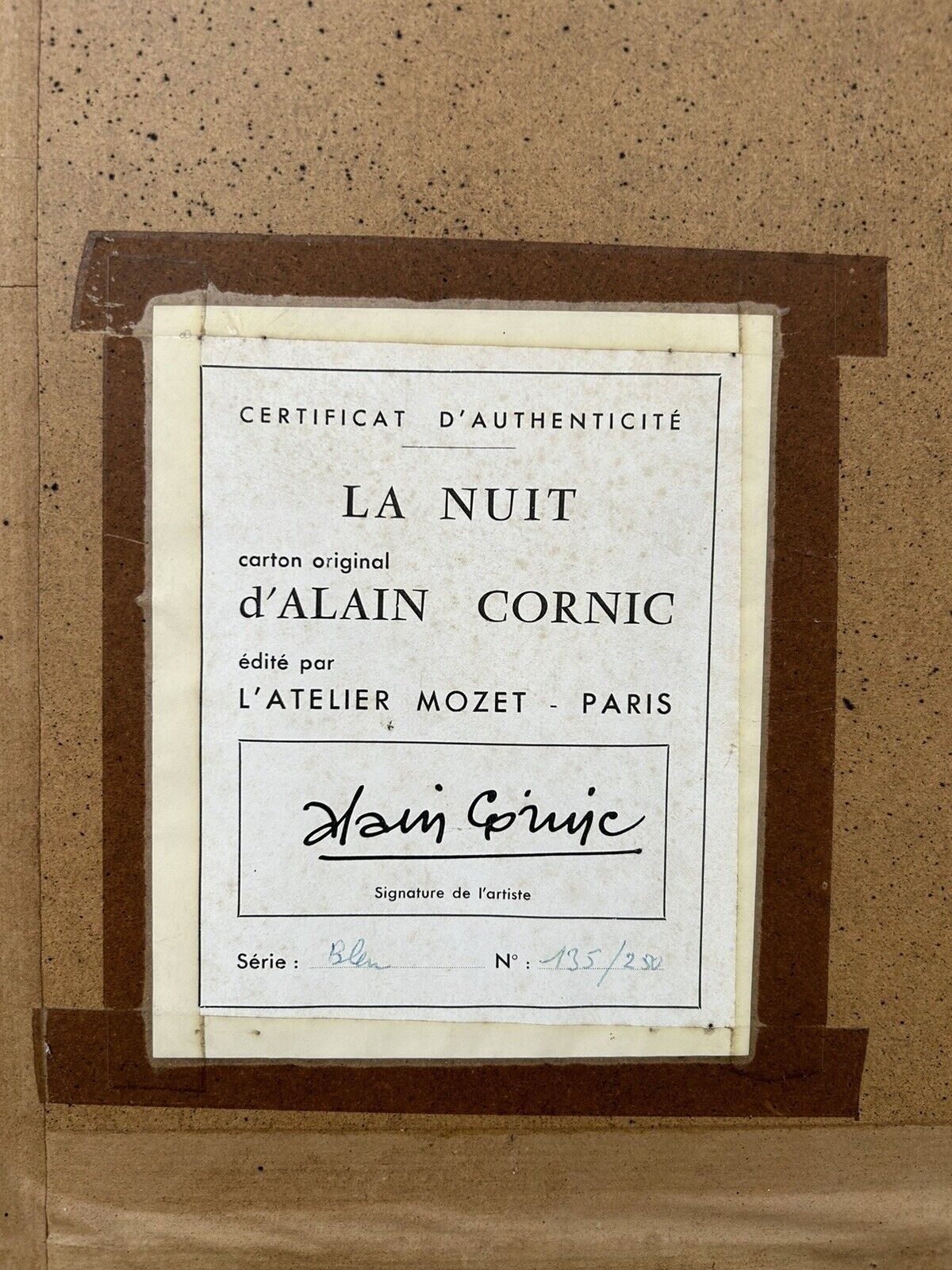 Vintage tapestry 70s Alain Cornic "La Nuit"