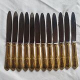 12 Table Knives in Gold Metal