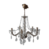 Brass and glass tassel chandelier 40-50s