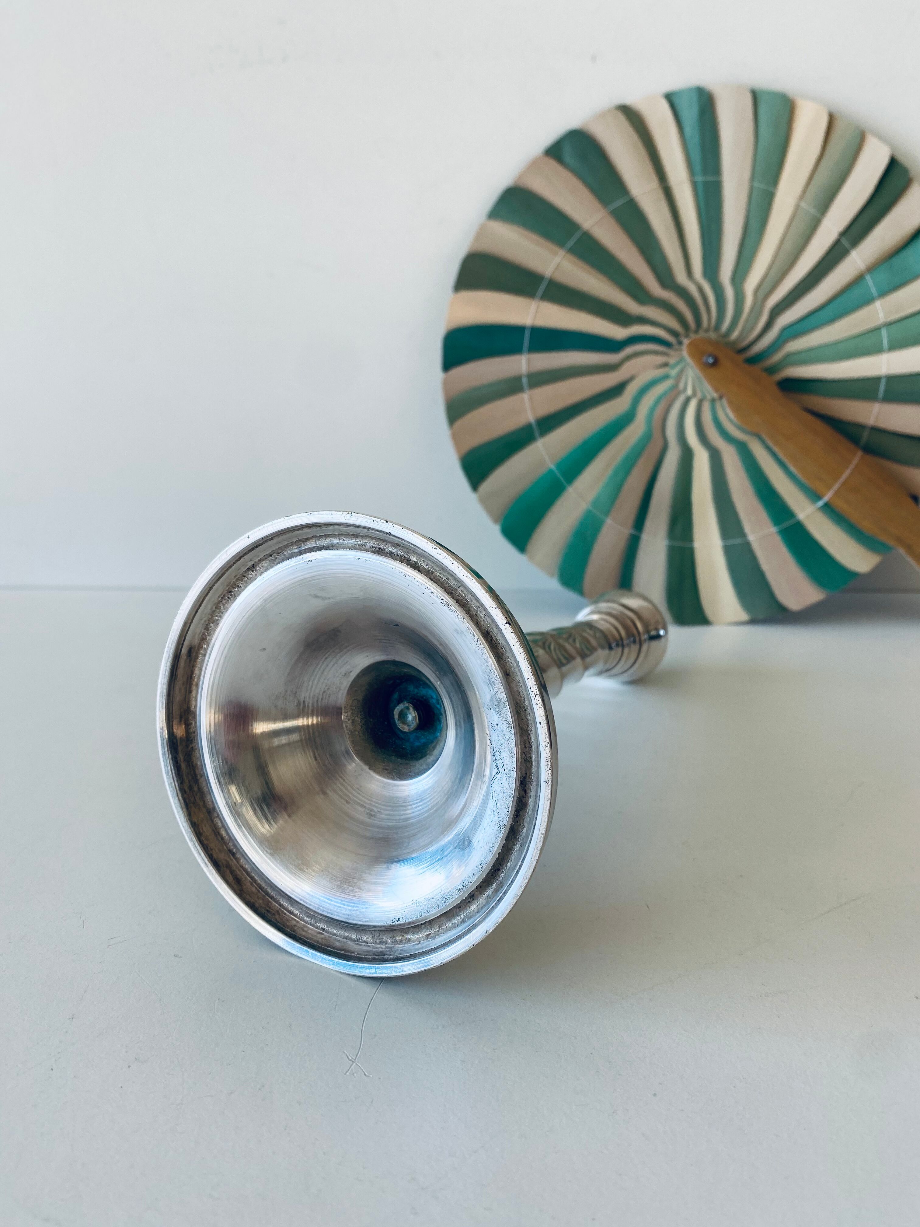 Twisted silver candle holder