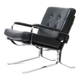 Fauteuil lounge en cuir vert et chrome, années 1970