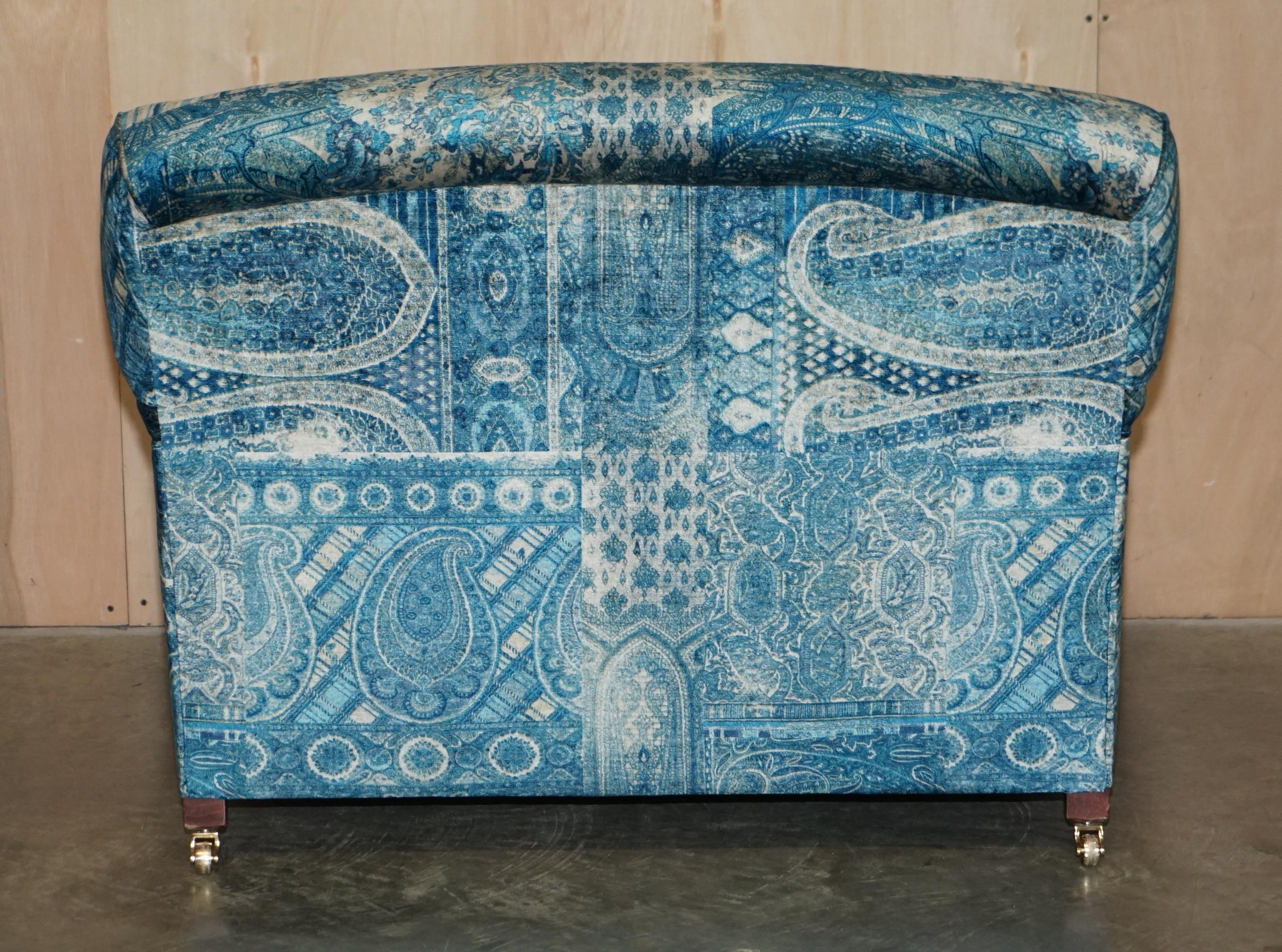 Pair of custom Howard love seat armchairs in Mulberry Lemond silk velvet.