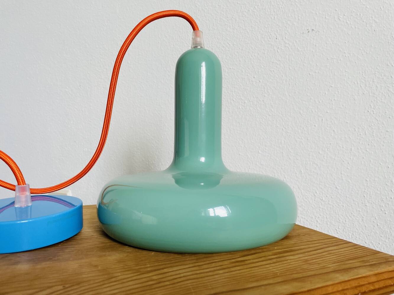 Green metal pendant light