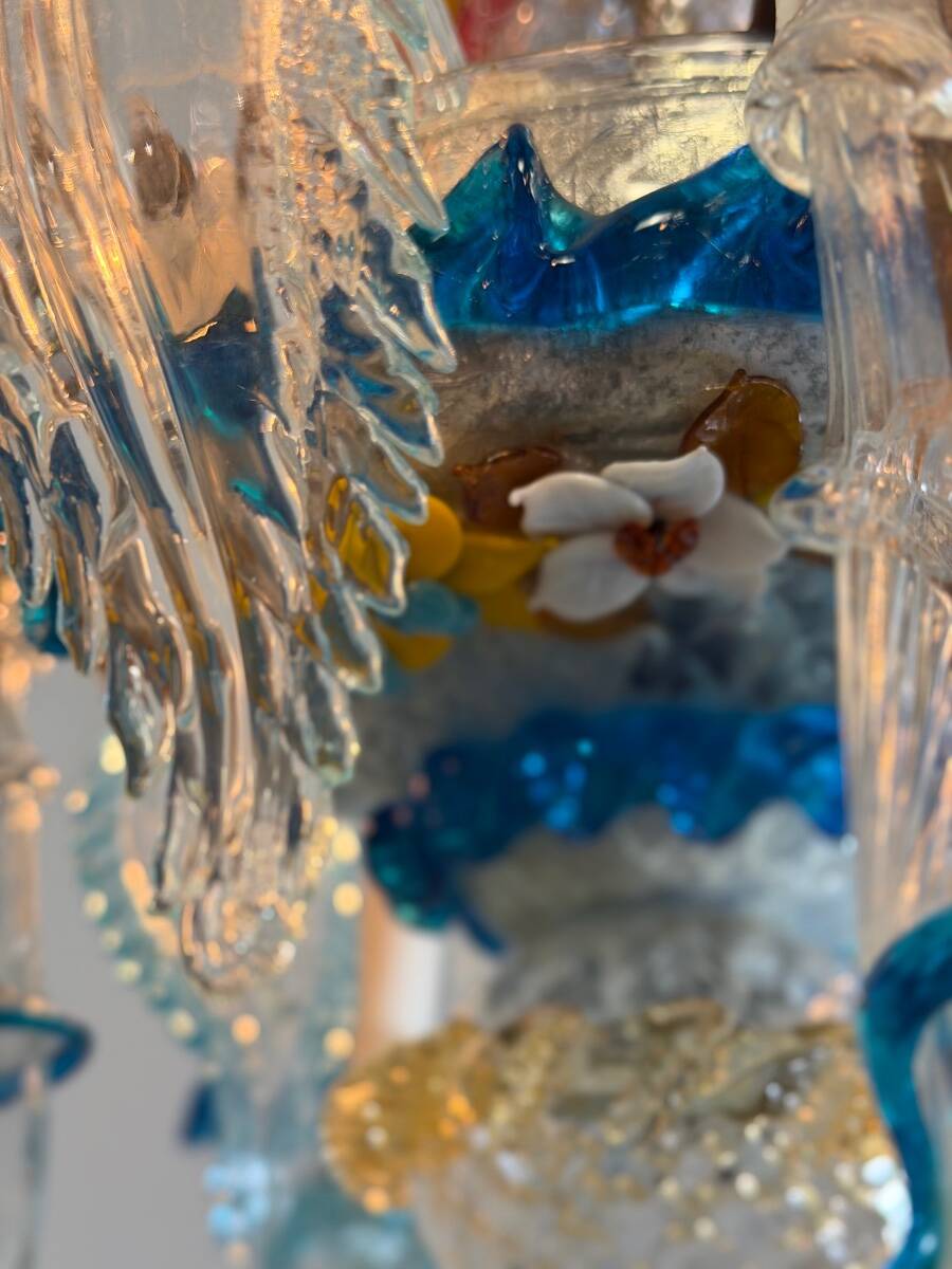 Venetian Rezzonico chandelier in multicoloured Murano glass circa 1900