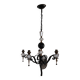 Lustre moderniste en fer forgé, laiton et cristal de Sèvres, 1950