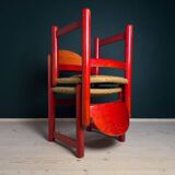 Red Padova chairs by Hank Lowenstein, Italy, 1970s, set of 2.