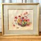 Grand tableau Aquarelle encadrées fin 19e siècle motif panier de fleurs