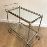 Silver brass rolling table with removable trays