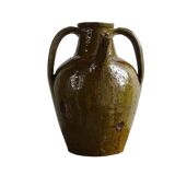 Huilerie ancienne française en terre cuite à noyer et glaçure verte