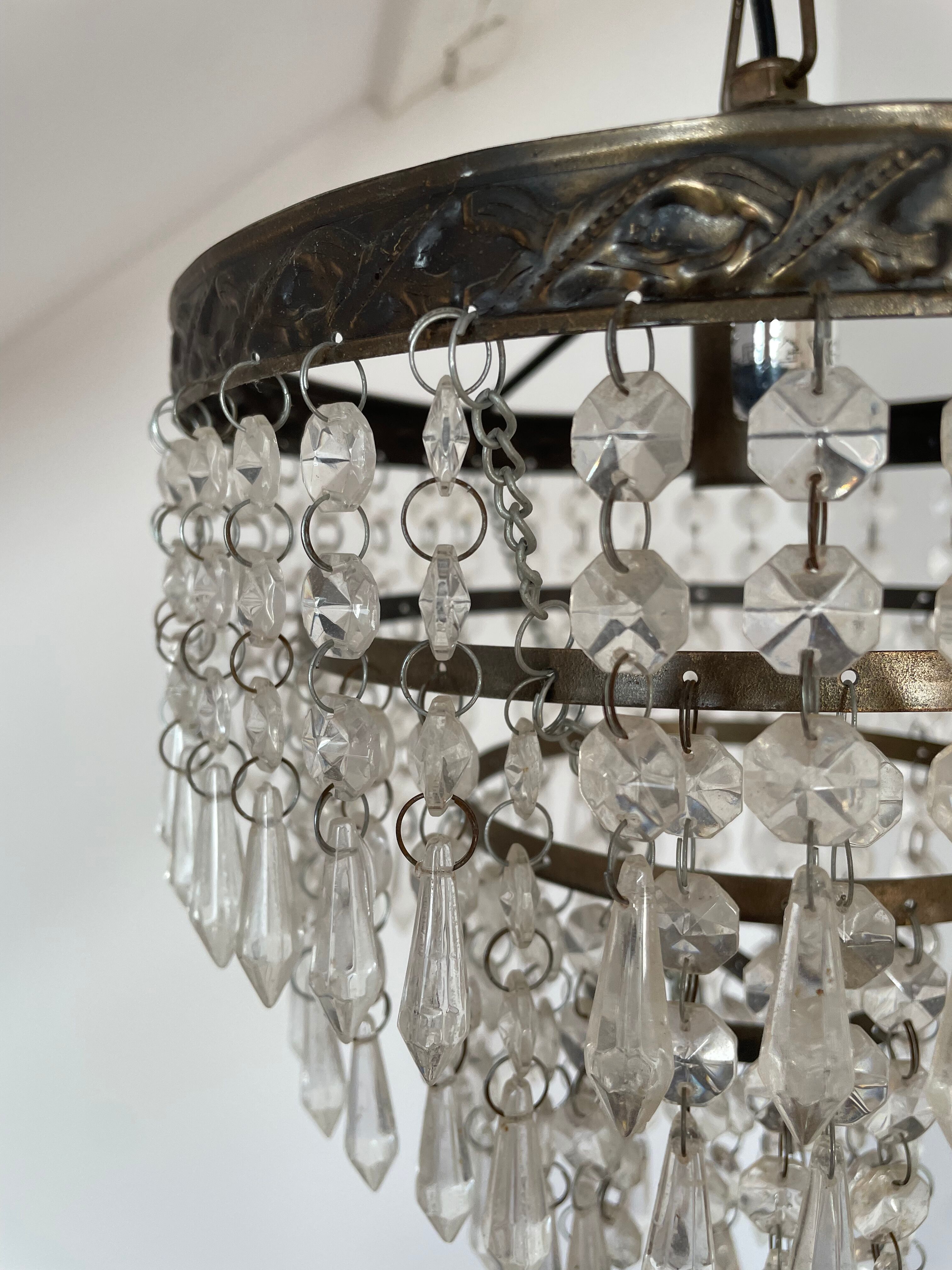 Old ceiling lamp, vintage tassel chandelier