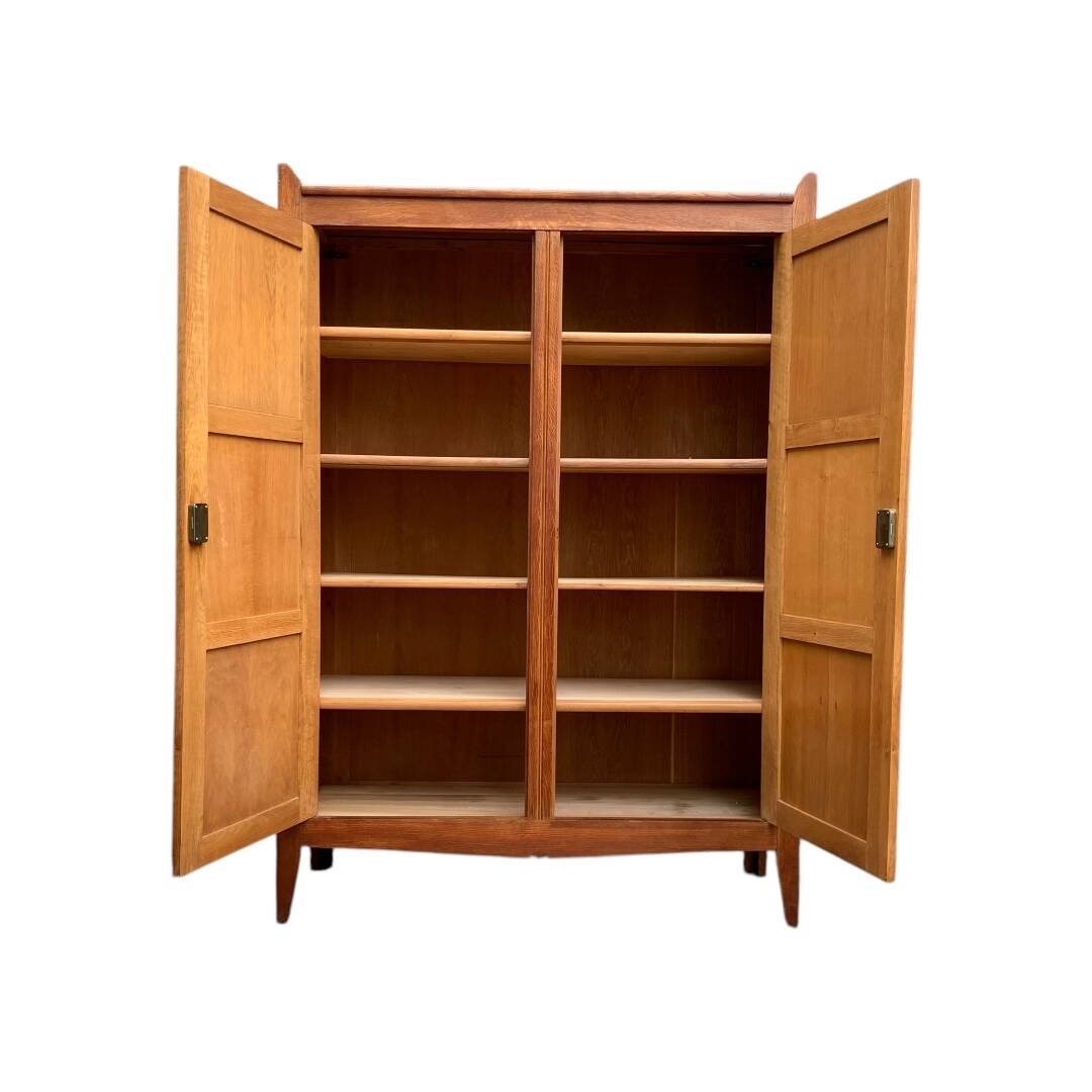 Vintage solid oak cross-braced wardrobe 1940