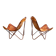 Set of 2 vintage Butterfly chairs in brown leather with a metal frame.