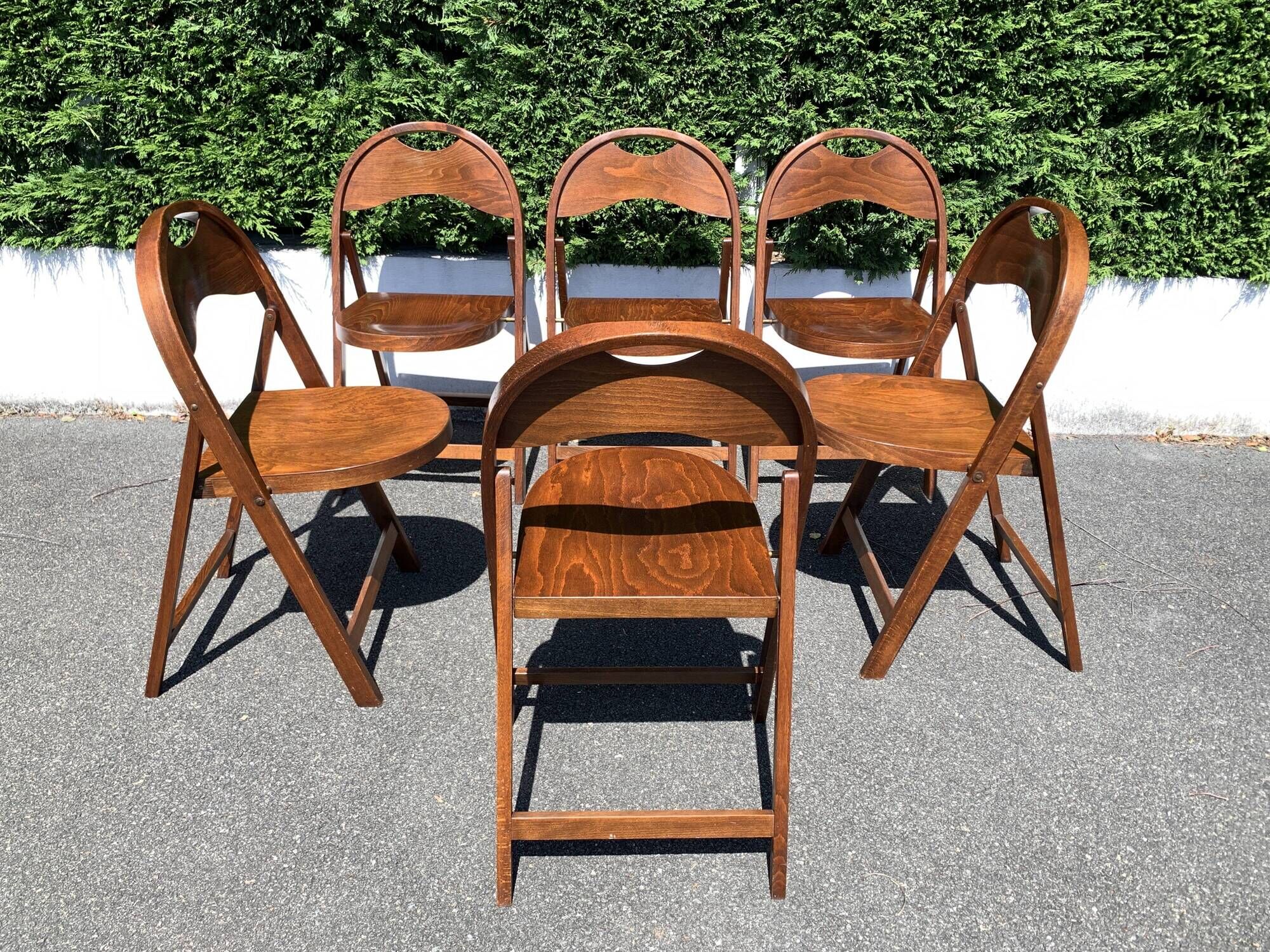 6 wooden folding chairs Stol Kamnik Yugoslavia design Zascitni Zhak