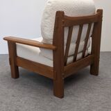 Pair of modernist armchairs in solid elm from the 60s/70s