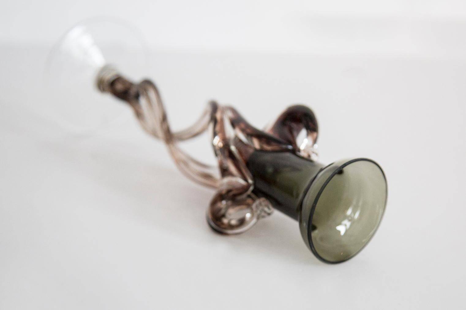 Vintage brown mid-century artistic vase, Murano glass, Europe, 1970s.