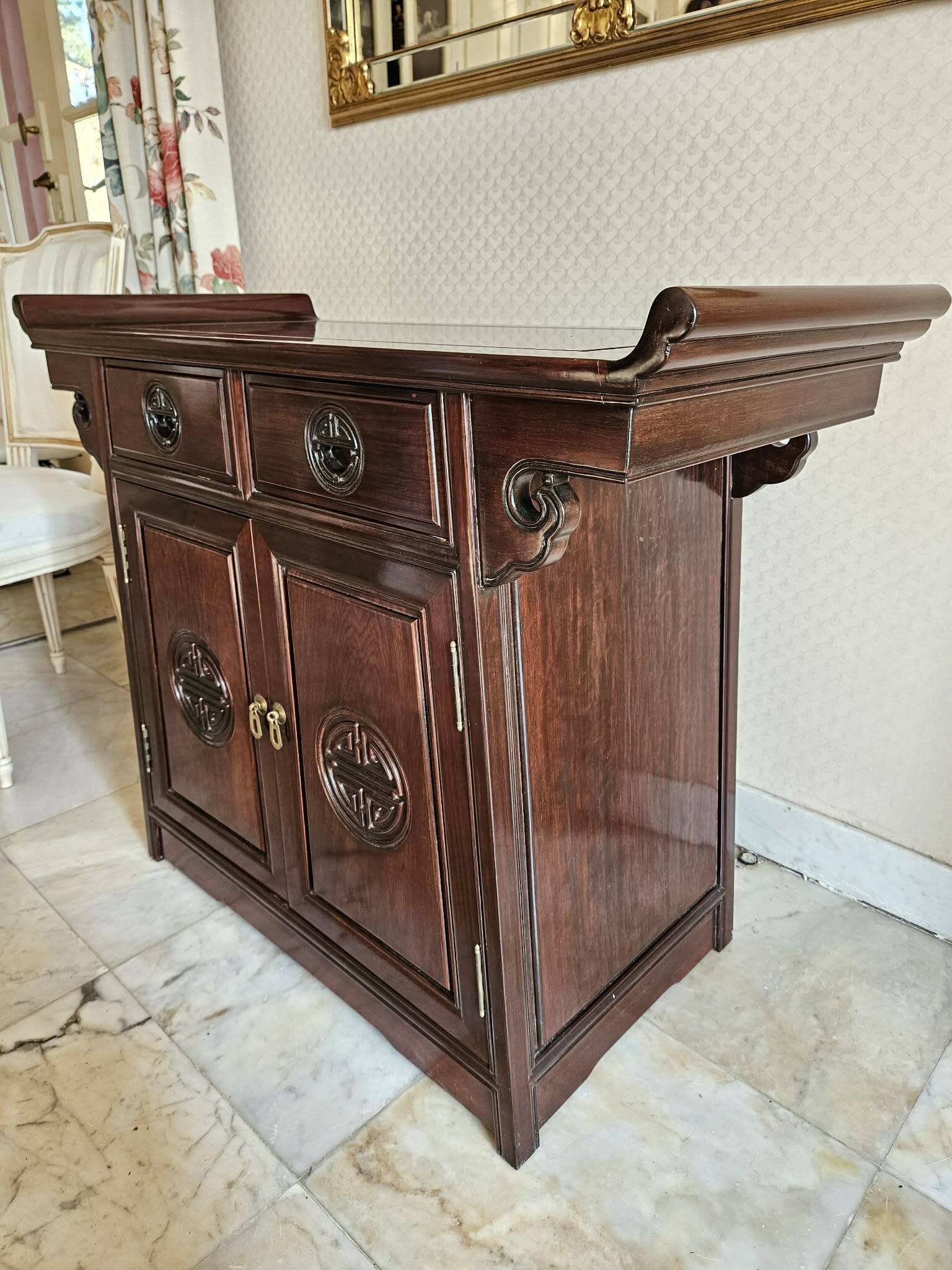 Chinese Wooden Buffet - Longevity Patterns - 96x46x81cm