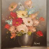 Tableau bouquet de fleurs signé Frederick