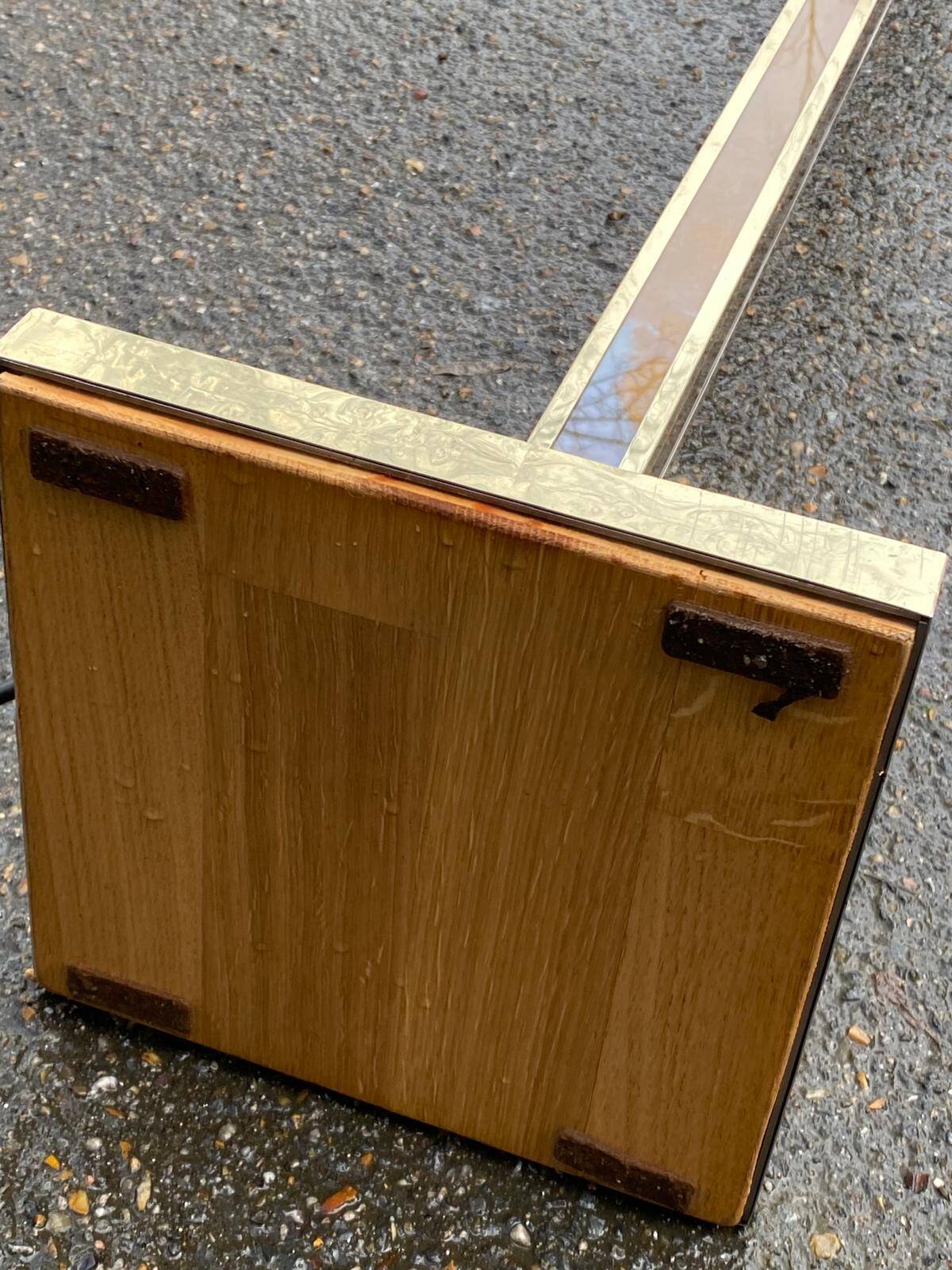 Square Art Deco vintage halogen floor lamp in gilded brass