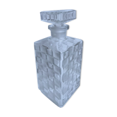Glass whisky decanter and polished glass glass checkerboard effect 60s-70s