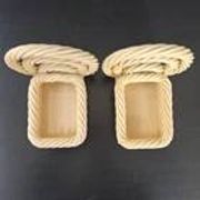 VINTAGE 1960 BOOKENDS WOVEN BASKETS IN 60S RETRO CERAMIC
