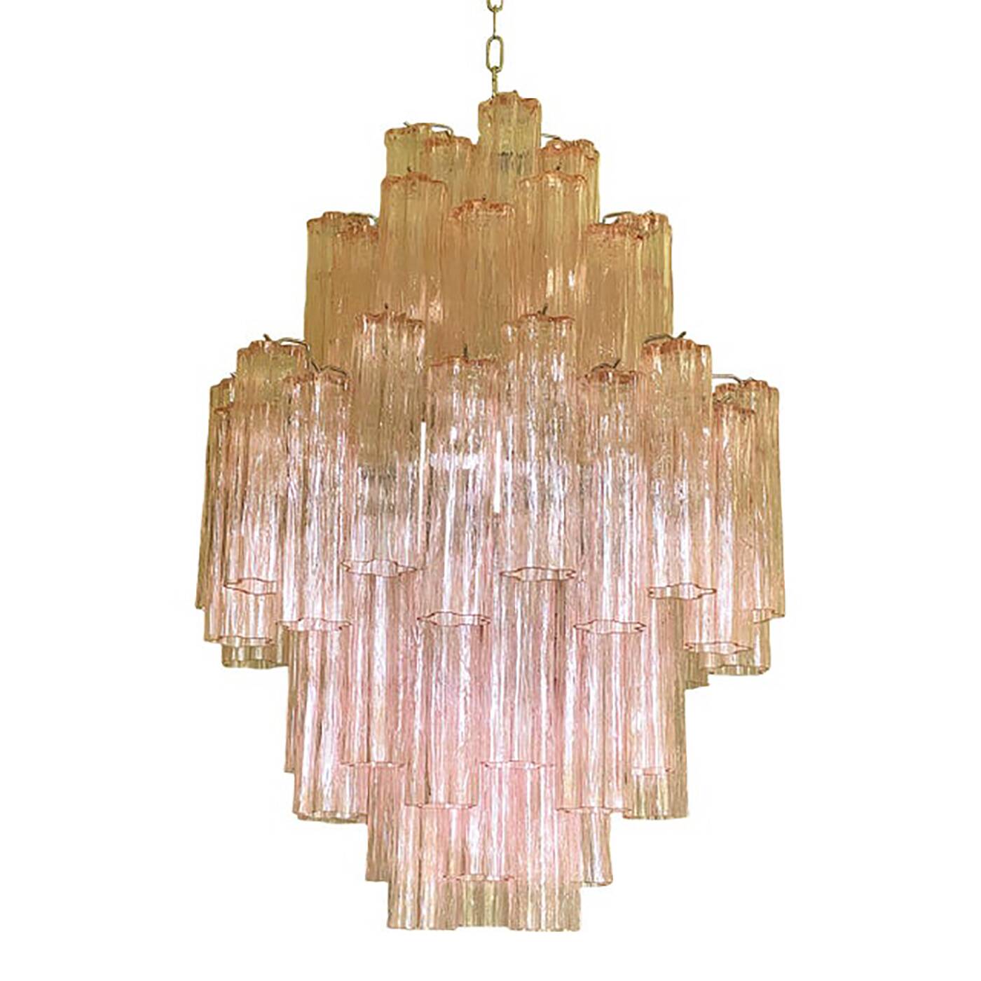 Contemporary Pink “Tronchi” Murano Glass Chandelier