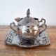 Antique Silver Plated Sugar Bowl & Creamer Set on Tray: Old Tableware