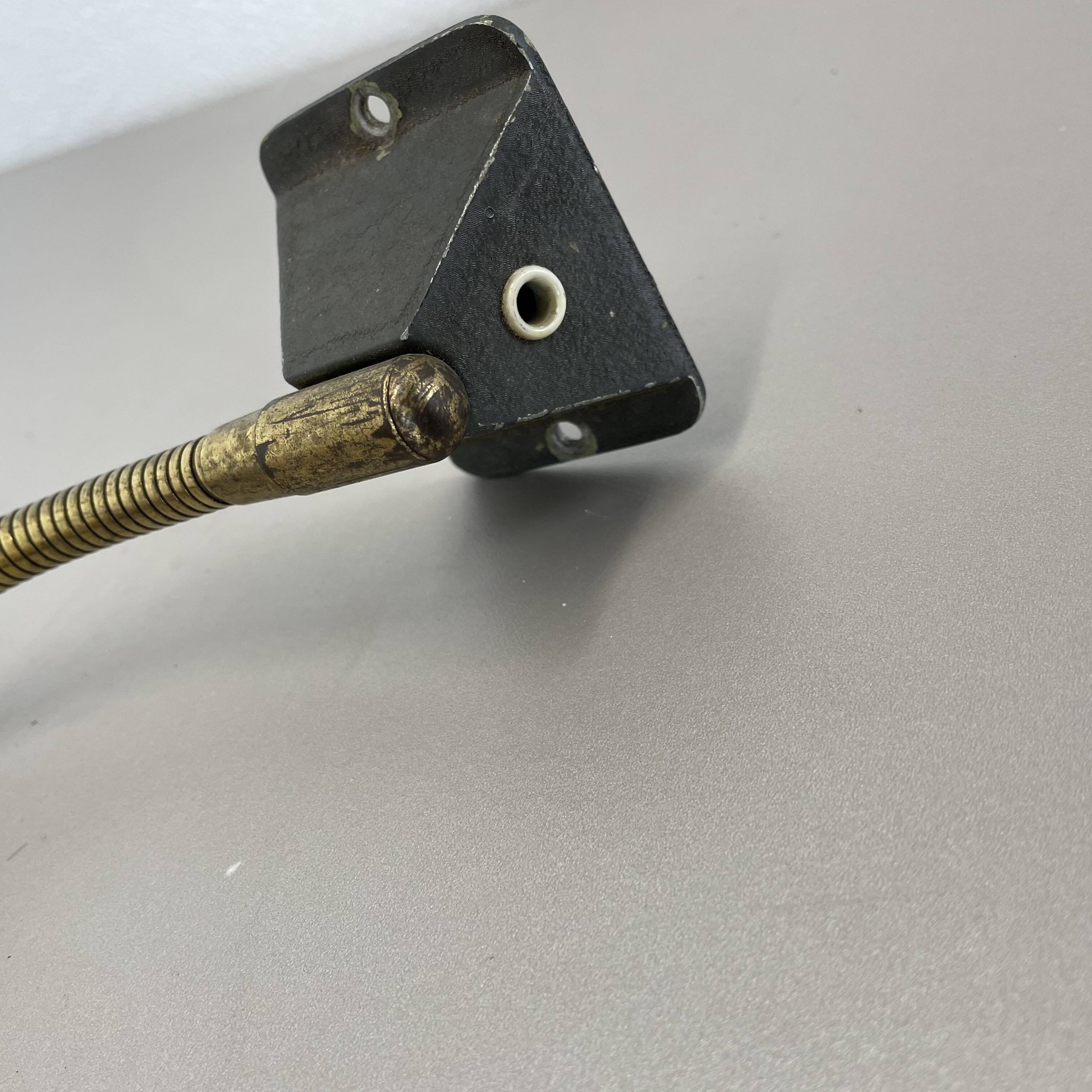 Rare adjustable diabolo brass stilnovo style wall ceiling light, italy 1950