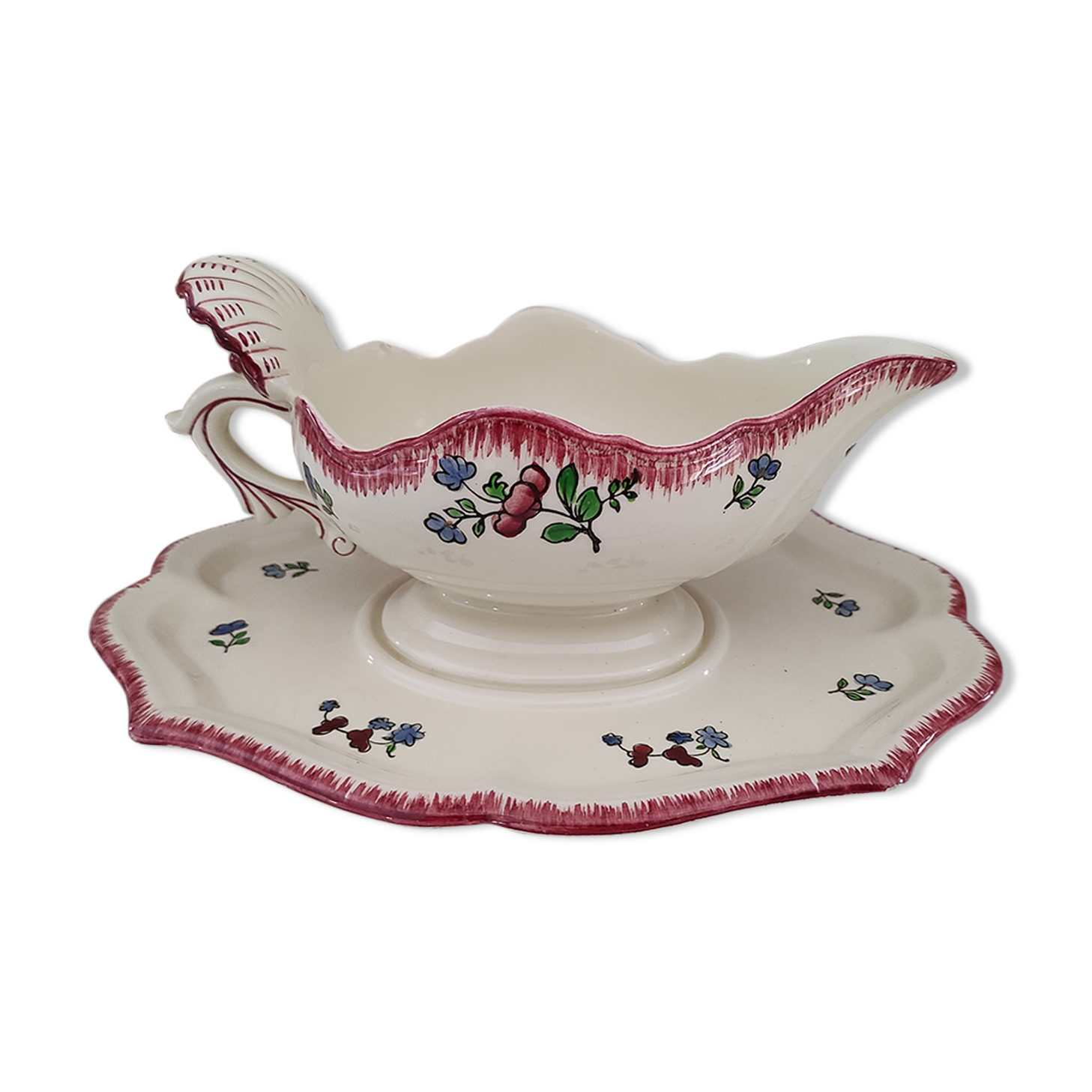 Gravy boat on frame Gien France Lorraine model