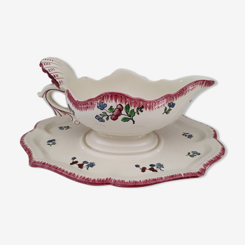 Gravy boat on frame Gien France Lorraine model