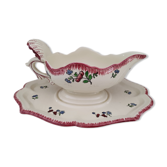 Gravy boat on frame Gien France Lorraine model