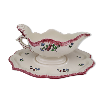 Gravy boat on frame Gien France Lorraine model